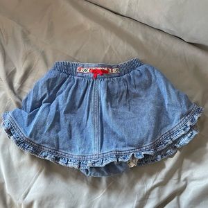 Eclipse Vintage Denim Toddler Skorts with Floral Embroidery on Waist - Size 3T